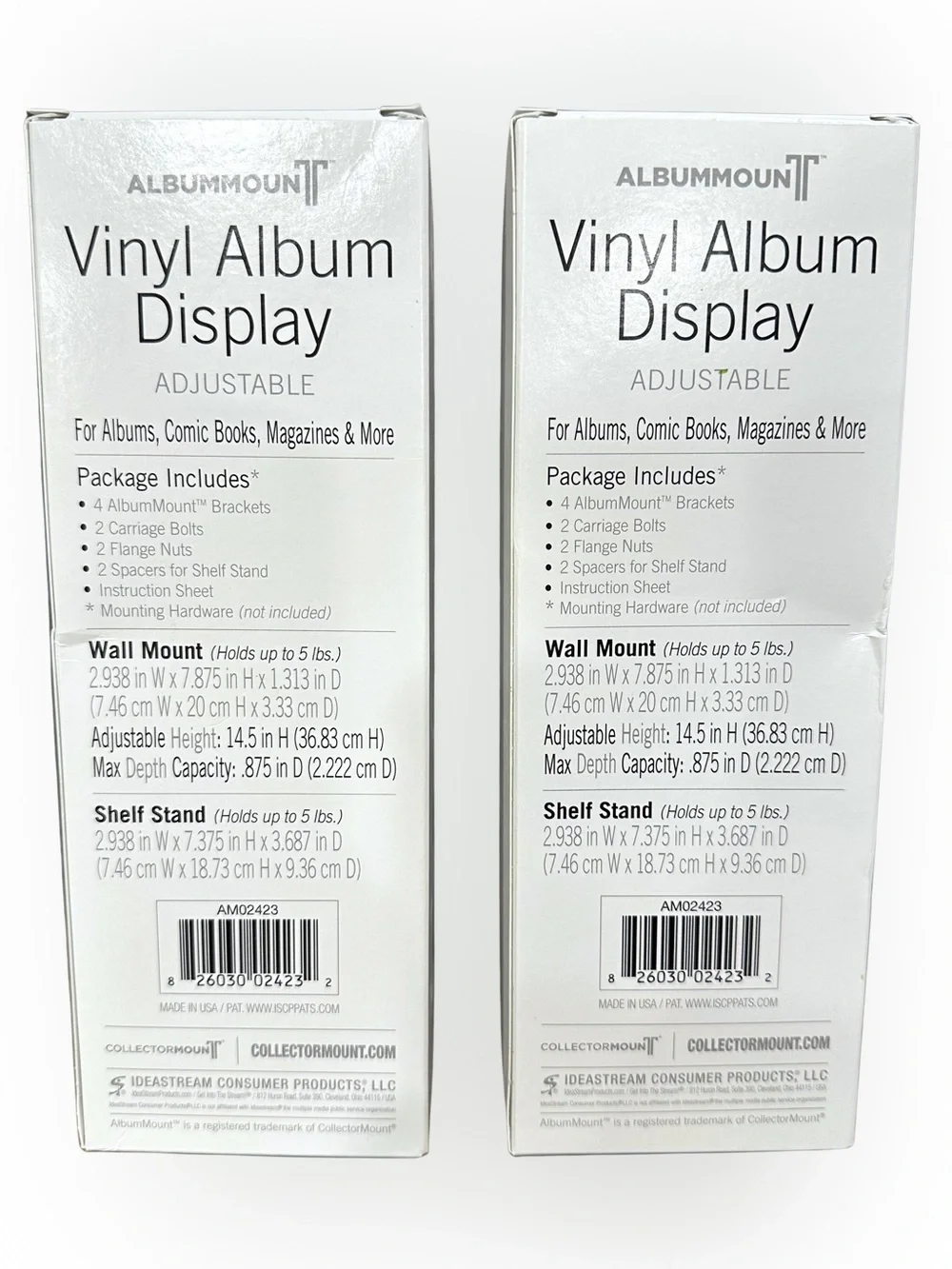 AlbumMount Vinyl Album Record Frame 2-pack Adjustable Wall Mount or Shelf Stand